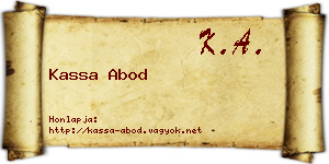 Kassa Abod névjegykártya